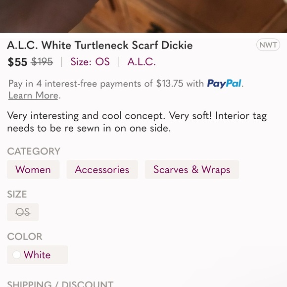 A.L.C. Cream Knit Scarf, Dickey - Picture 4 of 4